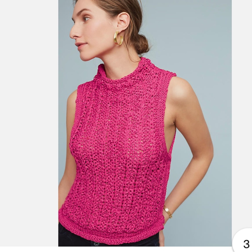 Anthropologie Moth Pink Sleeveless Knit Sweater Sz Small
Work/evening/ casual